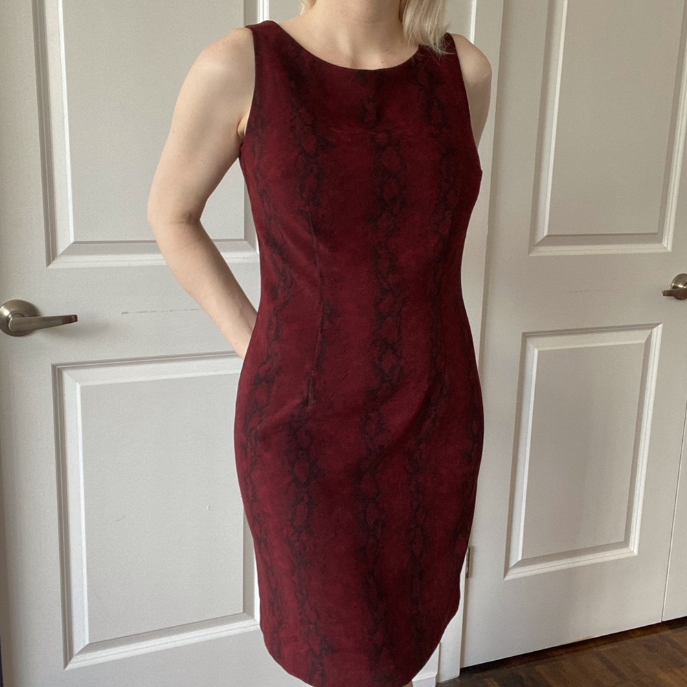 Vintage Dark Red/Burgundy Snake Print Dress (7)